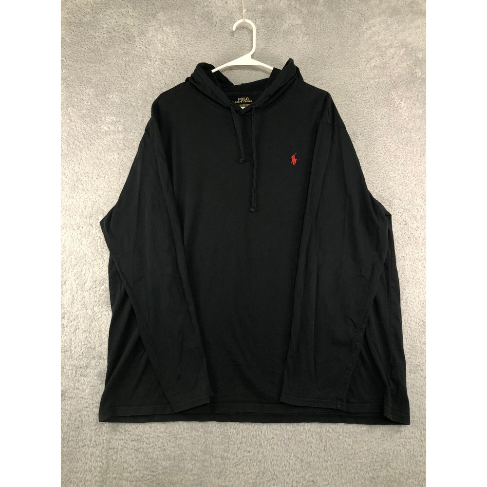 Polo Ralph Lauren Hoodie Men XXL Black Long Sleeve Pullover Lightweight